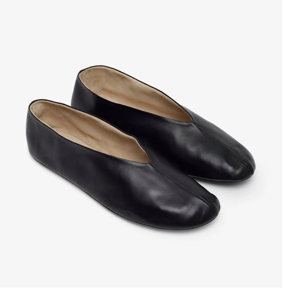 NIB The Row Black Leather Stella Ballet Flats size 10
